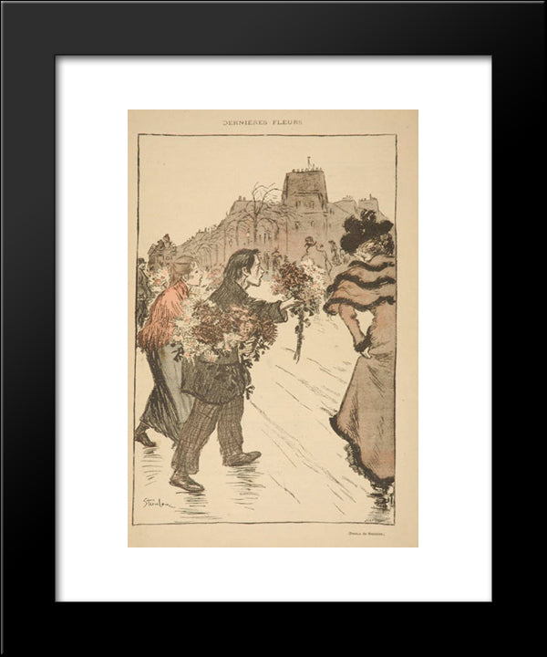 Dernieres Fleurs 20x24 Black Modern Wood Framed Art Print Poster by Steinlen, Theophile
