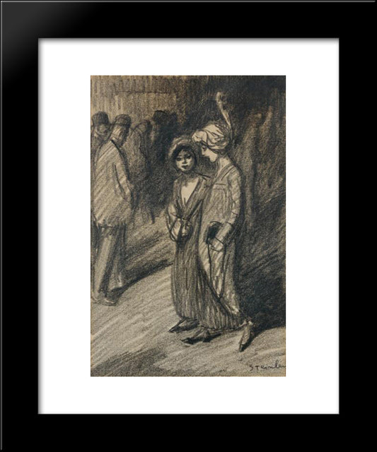 Deux Jeunes Filles Se Promenant 20x24 Black Modern Wood Framed Art Print Poster by Steinlen, Theophile
