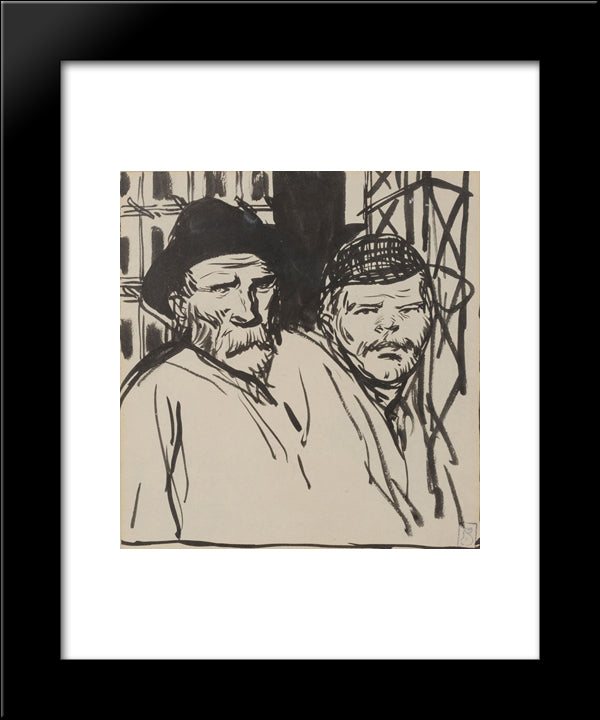 Deux Ouvriers 20x24 Black Modern Wood Framed Art Print Poster by Steinlen, Theophile