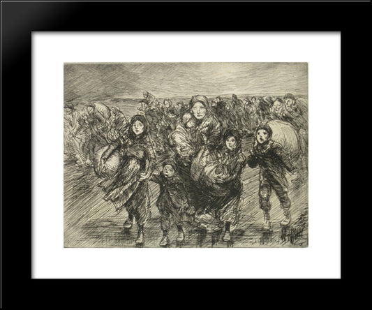 Devant L'Invasion 20x24 Black Modern Wood Framed Art Print Poster by Steinlen, Theophile
