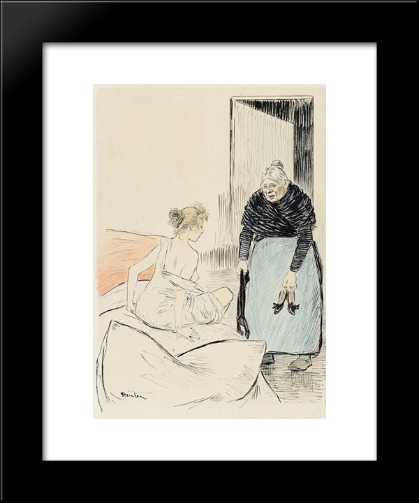 Doche - Original Drawing 20x24 Black Modern Wood Framed Art Print Poster by Steinlen, Theophile