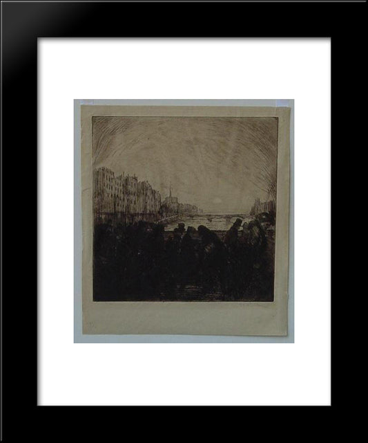 Effet De Soleil Couchant Cropped 20x24 Black Modern Wood Framed Art Print Poster by Steinlen, Theophile