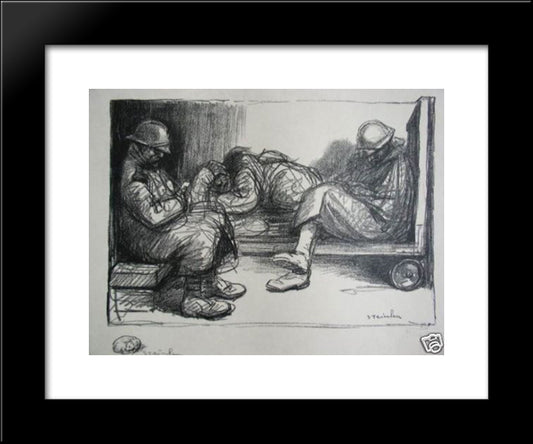 En Attendant Le Depart 20x24 Black Modern Wood Framed Art Print Poster by Steinlen, Theophile