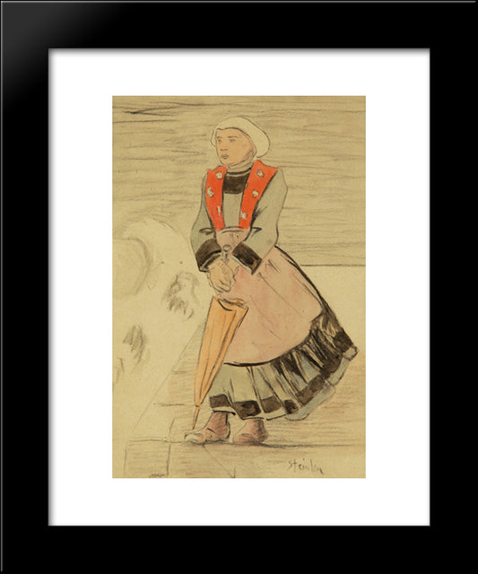 En Partance - Preliminary Drawing 20x24 Black Modern Wood Framed Art Print Poster by Steinlen, Theophile