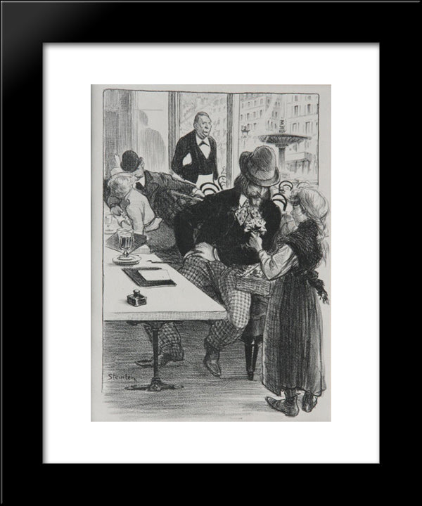 Envoi De Fleurs 20x24 Black Modern Wood Framed Art Print Poster by Steinlen, Theophile