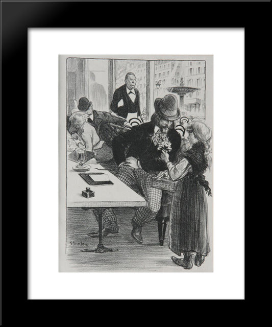 Envoi De Fleurs 20x24 Black Modern Wood Framed Art Print Poster by Steinlen, Theophile