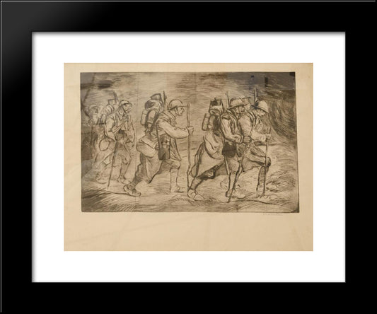 Escouade En Marche 20x24 Black Modern Wood Framed Art Print Poster by Steinlen, Theophile