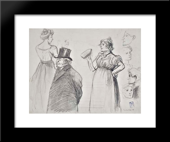 Etude Des Figures 20x24 Black Modern Wood Framed Art Print Poster by Steinlen, Theophile