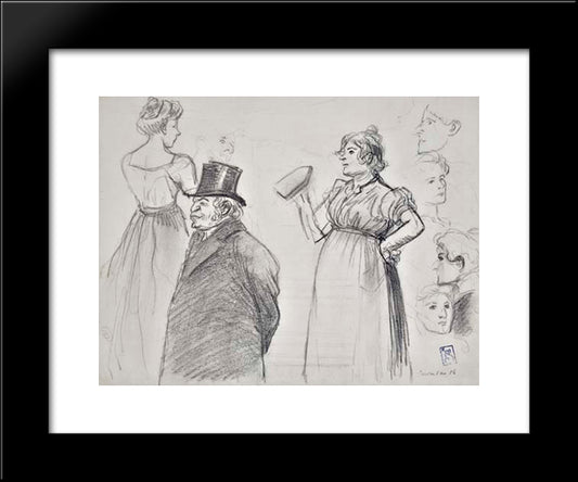 Etude Des Figures 20x24 Black Modern Wood Framed Art Print Poster by Steinlen, Theophile
