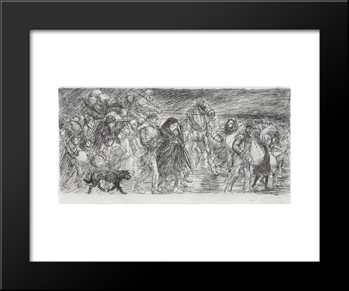 Exode - En Longeur 20x24 Black Modern Wood Framed Art Print Poster by Steinlen, Theophile