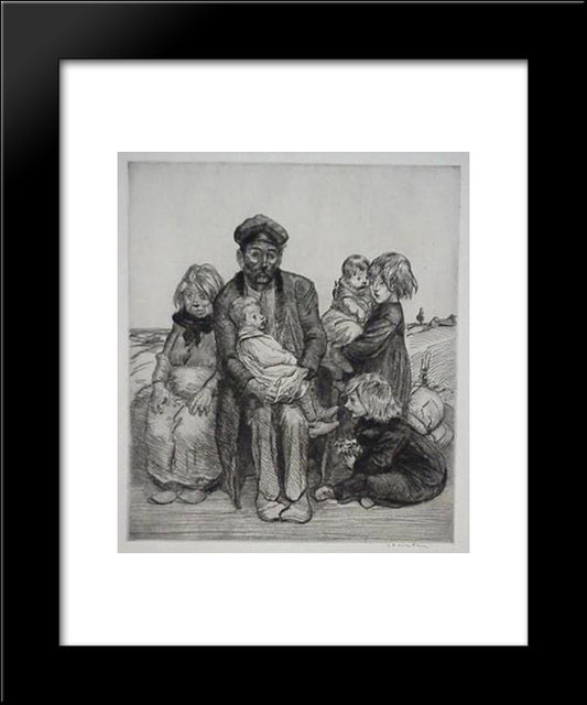 Family Etching 20x24 Black Modern Wood Framed Art Print Poster by Steinlen, Theophile