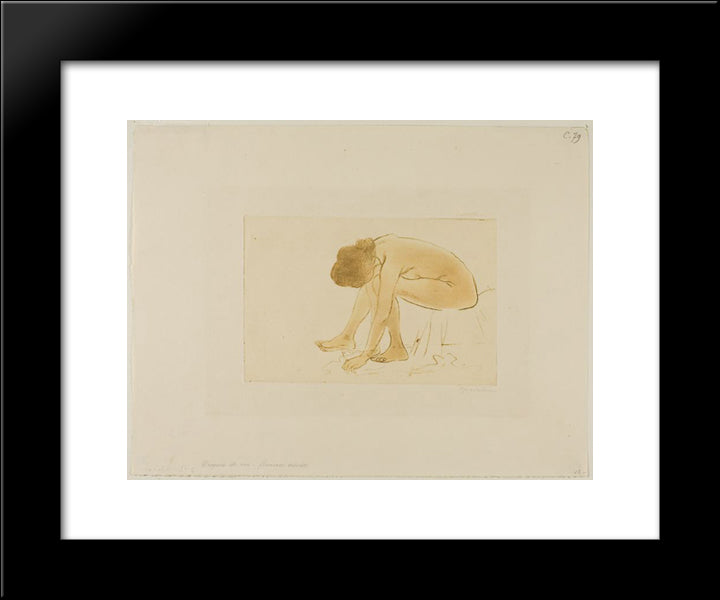 Femme Assise S'Essuyant Les Pieds 20x24 Black Modern Wood Framed Art Print Poster by Steinlen, Theophile