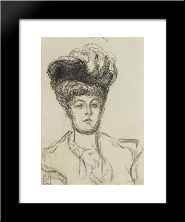 Femme Au Chapeau 20x24 Black Modern Wood Framed Art Print Poster by Steinlen, Theophile