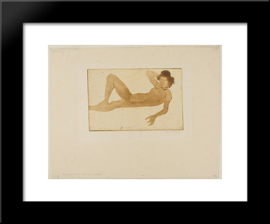 Femme Couchee 20x24 Black Modern Wood Framed Art Print Poster by Steinlen, Theophile