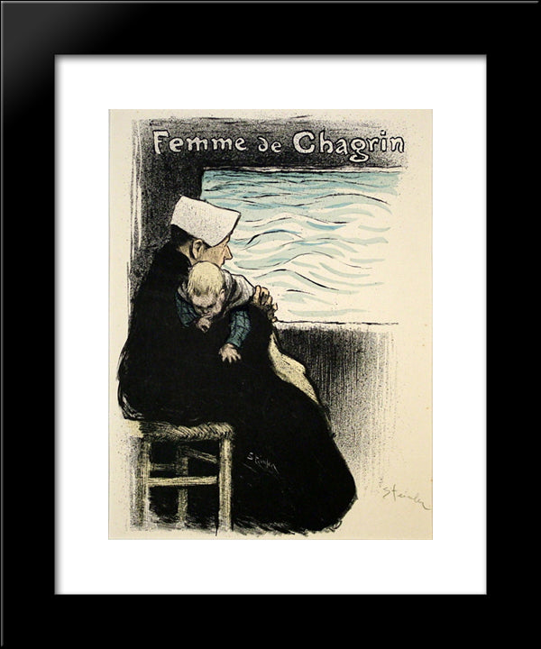 Femme De Chagrin 20x24 Black Modern Wood Framed Art Print Poster by Steinlen, Theophile