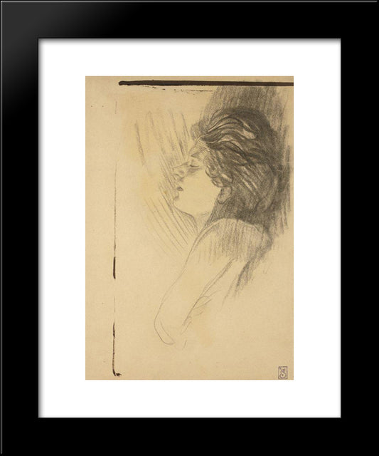 Femme Endormie 20x24 Black Modern Wood Framed Art Print Poster by Steinlen, Theophile
