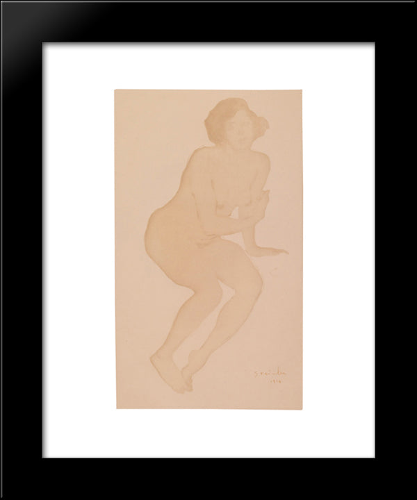 Femme Nu Assise 20x24 Black Modern Wood Framed Art Print Poster by Steinlen, Theophile