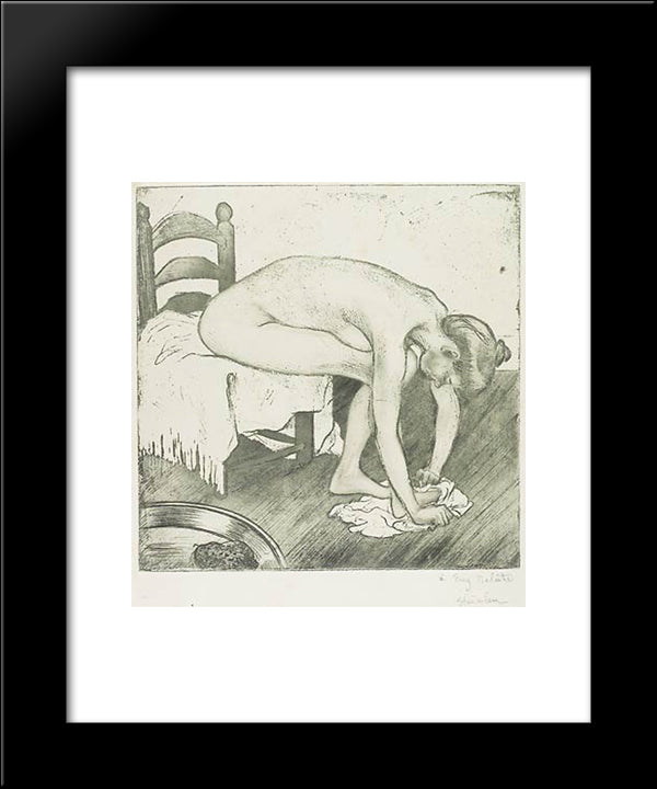 Femme Nue Assise S'Essuyant Les Pieds 20x24 Black Modern Wood Framed Art Print Poster by Steinlen, Theophile