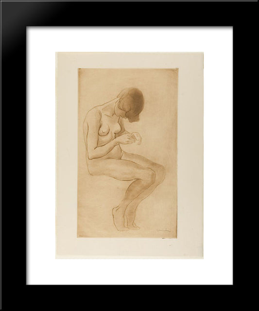 Femme Se Faisant Les Ongles 20x24 Black Modern Wood Framed Art Print Poster by Steinlen, Theophile