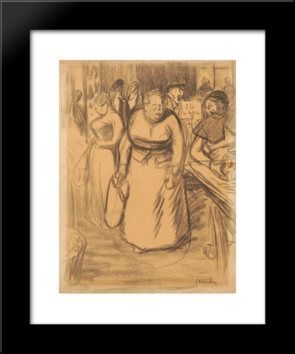 Femmes Sur Le Marche 20x24 Black Modern Wood Framed Art Print Poster by Steinlen, Theophile