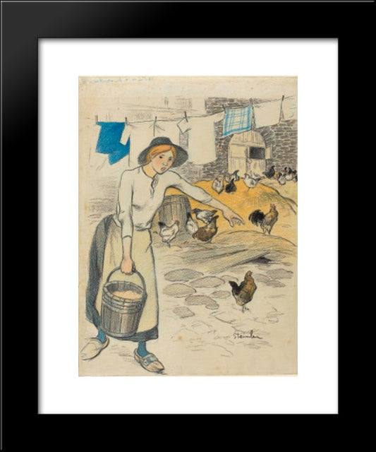 Fille De Ferme 20x24 Black Modern Wood Framed Art Print Poster by Steinlen, Theophile
