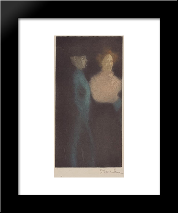 Fille Et Souteneur 20x24 Black Modern Wood Framed Art Print Poster by Steinlen, Theophile