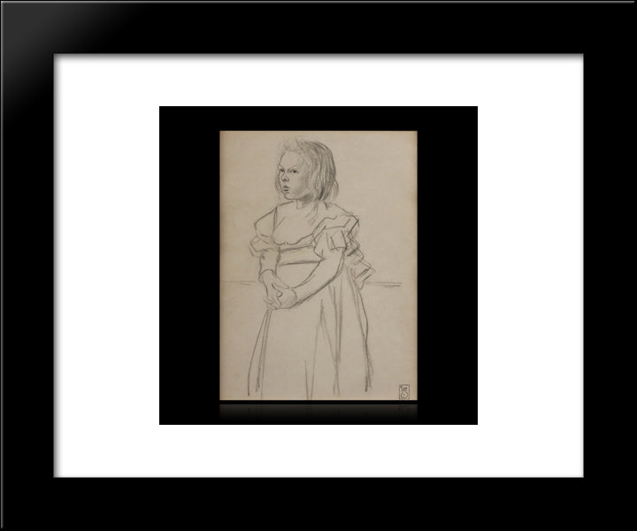 Fillette A La Robe Aux Rubans 20x24 Black Modern Wood Framed Art Print Poster by Steinlen, Theophile