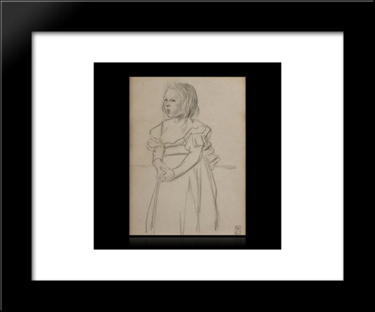 Fillette A La Robe Aux Rubans 20x24 Black Modern Wood Framed Art Print Poster by Steinlen, Theophile