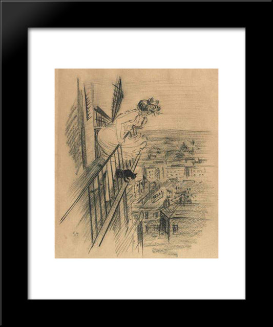 Fin De Bai Sketch 20x24 Black Modern Wood Framed Art Print Poster by Steinlen, Theophile