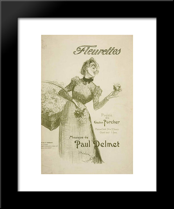 Fleurettes 20x24 Black Modern Wood Framed Art Print Poster by Steinlen, Theophile