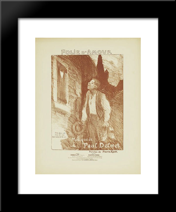 Folie D'Amour 20x24 Black Modern Wood Framed Art Print Poster by Steinlen, Theophile