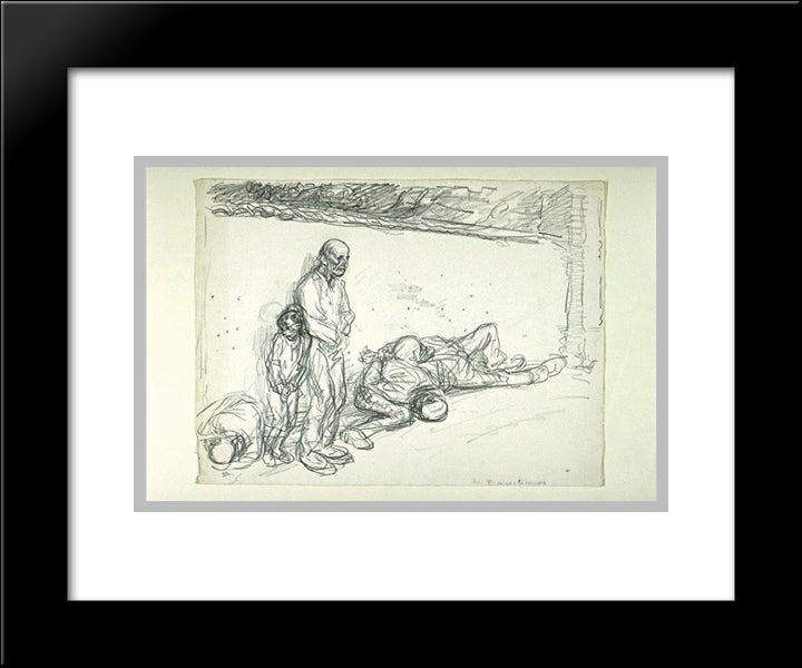 Francs-Tireurs -Study-3288 20x24 Black Modern Wood Framed Art Print Poster by Steinlen, Theophile