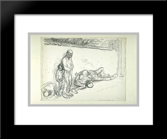 Francs-Tireurs -Study-3288 20x24 Black Modern Wood Framed Art Print Poster by Steinlen, Theophile