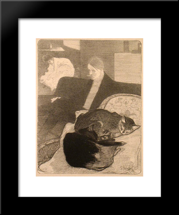 Frills And Flounces - Fanfreluches 20x24 Black Modern Wood Framed Art Print Poster by Steinlen, Theophile