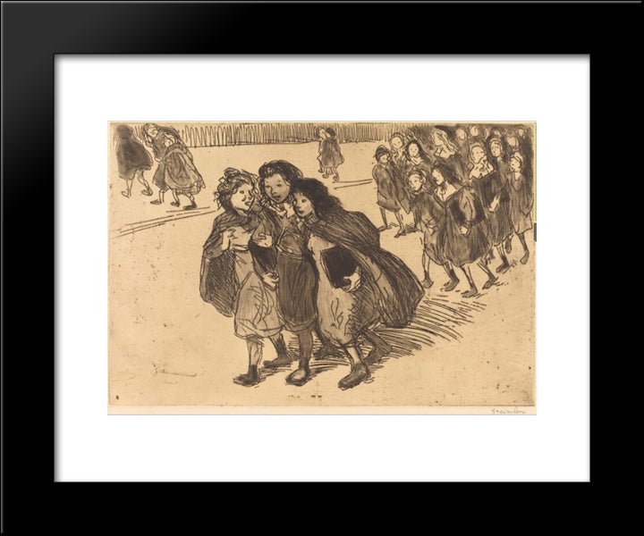 Gamines Sortant De L'Ecole 20x24 Black Modern Wood Framed Art Print Poster by Steinlen, Theophile