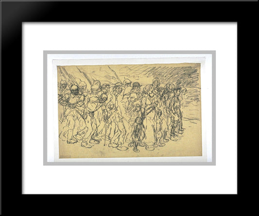 Geoles-Allemands-Sketch 20x24 Black Modern Wood Framed Art Print Poster by Steinlen, Theophile