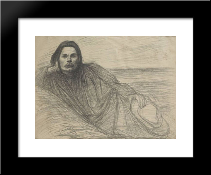 Gorki Etendu Hotel Des Ventes Horta 20x24 Black Modern Wood Framed Art Print Poster by Steinlen, Theophile