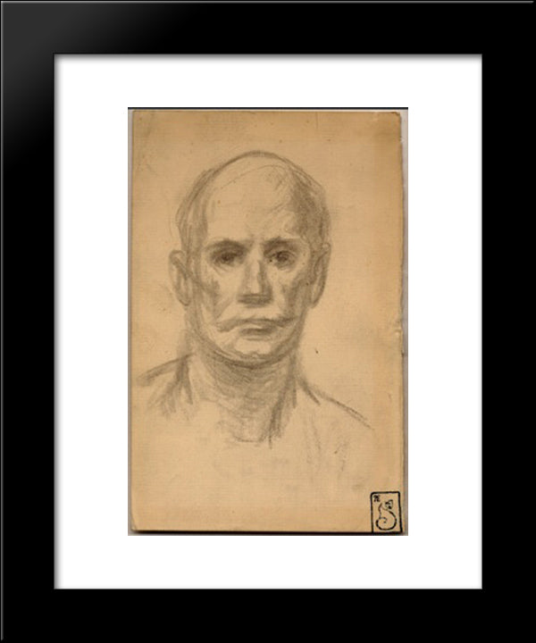 Head Of A Man 20x24 Black Modern Wood Framed Art Print Poster by Steinlen, Theophile