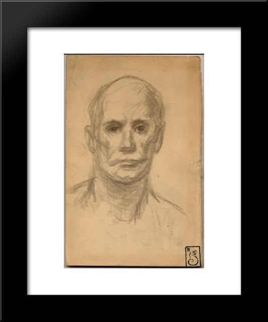 Head Of A Man 20x24 Black Modern Wood Framed Art Print Poster by Steinlen, Theophile