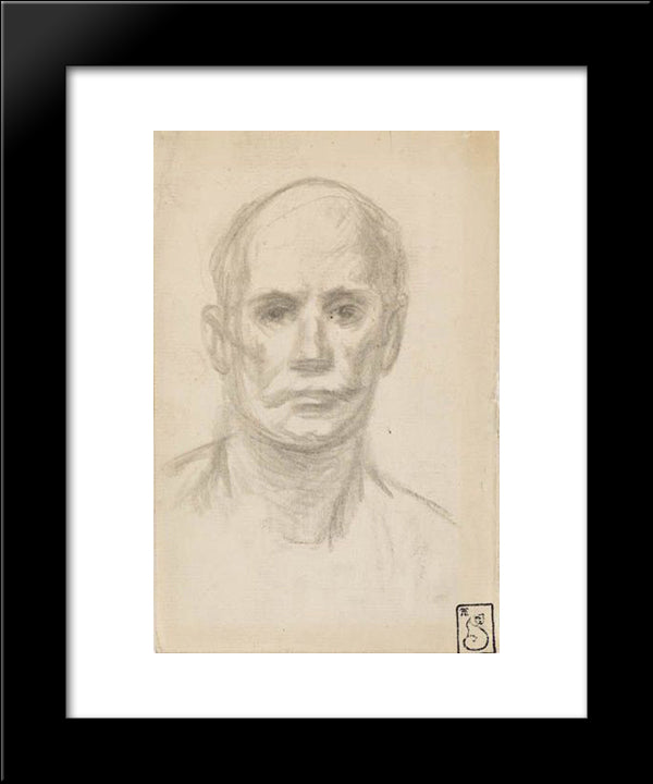 Head Of Man 20x24 Black Modern Wood Framed Art Print Poster by Steinlen, Theophile