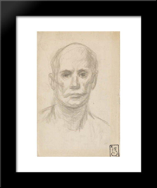 Head Of Man 20x24 Black Modern Wood Framed Art Print Poster by Steinlen, Theophile