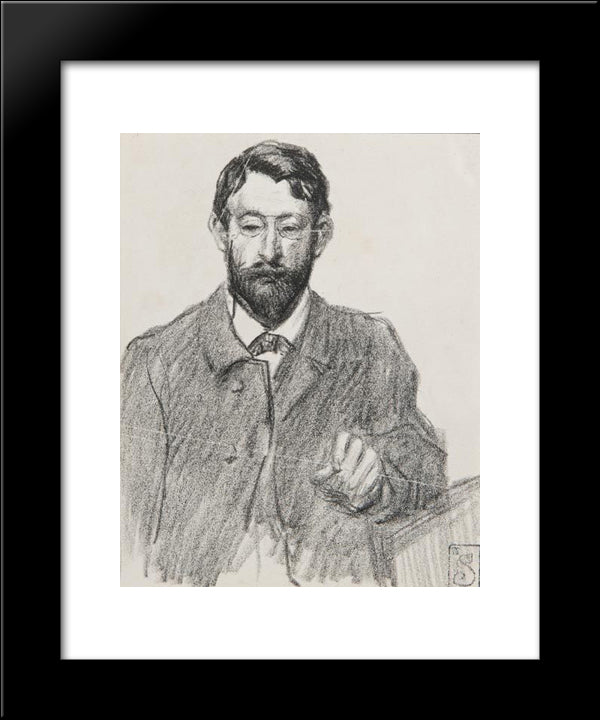 Henri Riviere Portrait 20x24 Black Modern Wood Framed Art Print Poster by Steinlen, Theophile