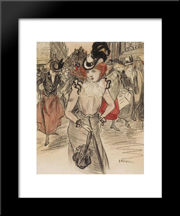 Hue Cocotte 20x24 Black Modern Wood Framed Art Print Poster by Steinlen, Theophile