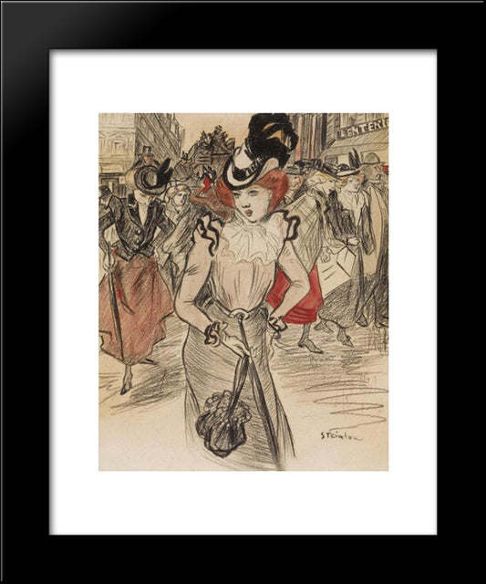Hue Cocotte 20x24 Black Modern Wood Framed Art Print Poster by Steinlen, Theophile