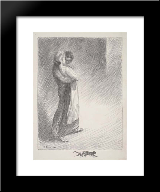 Idyll Faubourg 20x24 Black Modern Wood Framed Art Print Poster by Steinlen, Theophile