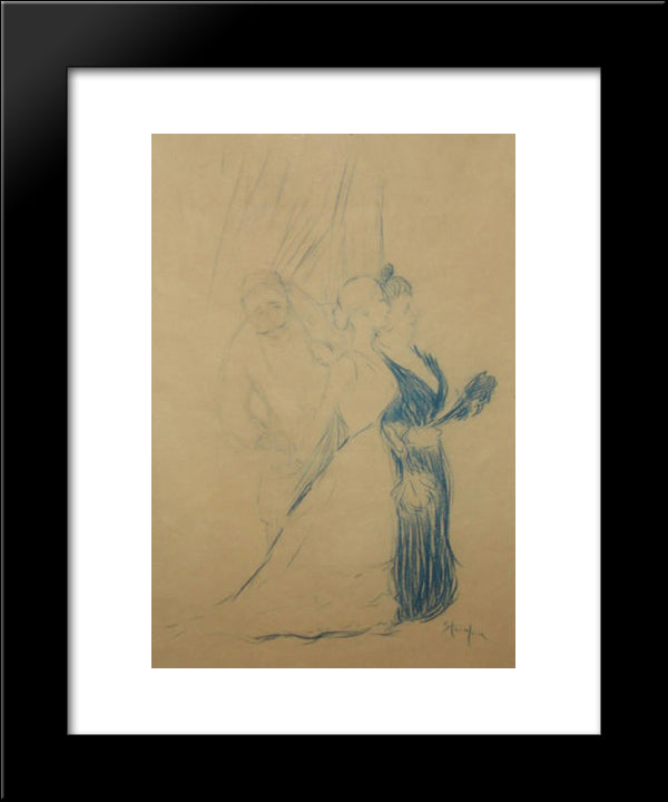 Ingenue Moderne Preliminary Study 20x24 Black Modern Wood Framed Art Print Poster by Steinlen, Theophile