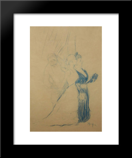 Ingenue Moderne Preliminary Study 20x24 Black Modern Wood Framed Art Print Poster by Steinlen, Theophile