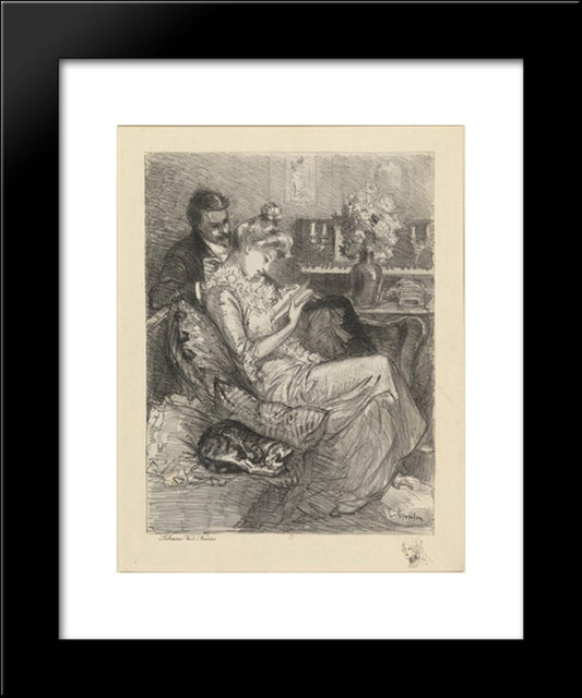 Intimite 20x24 Black Modern Wood Framed Art Print Poster by Steinlen, Theophile