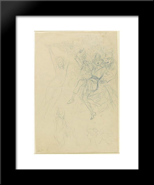 J'Ai Fait Sauter La Banque Study 20x24 Black Modern Wood Framed Art Print Poster by Steinlen, Theophile