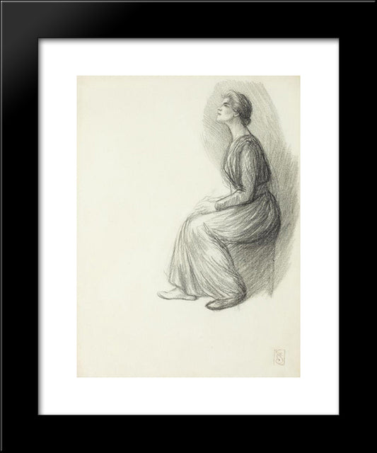 Jeune Femme Assise 20x24 Black Modern Wood Framed Art Print Poster by Steinlen, Theophile